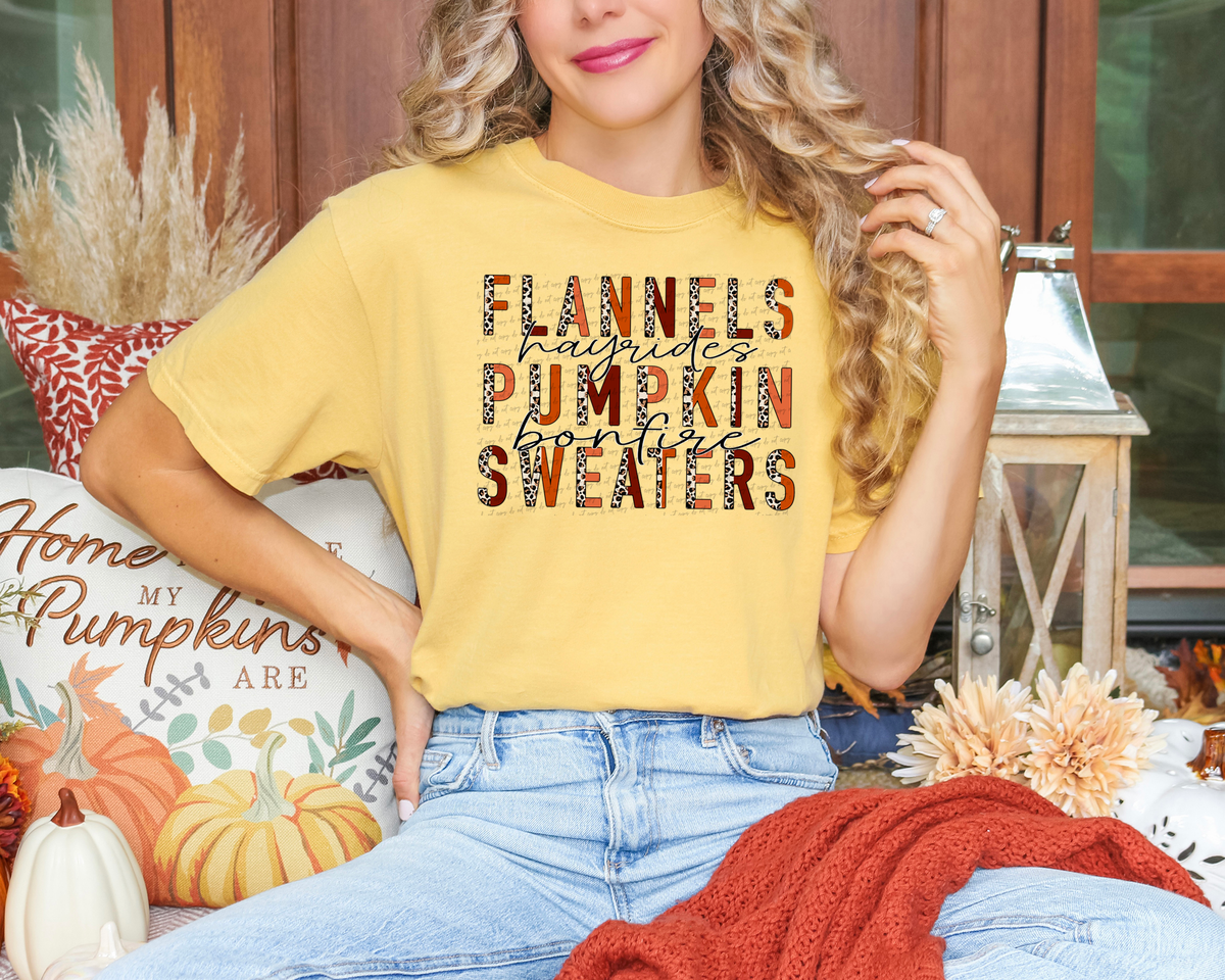 Leopard Flannels Hayrides Pumpkin Bonfire Sweaters 59897 DTF Transfer
