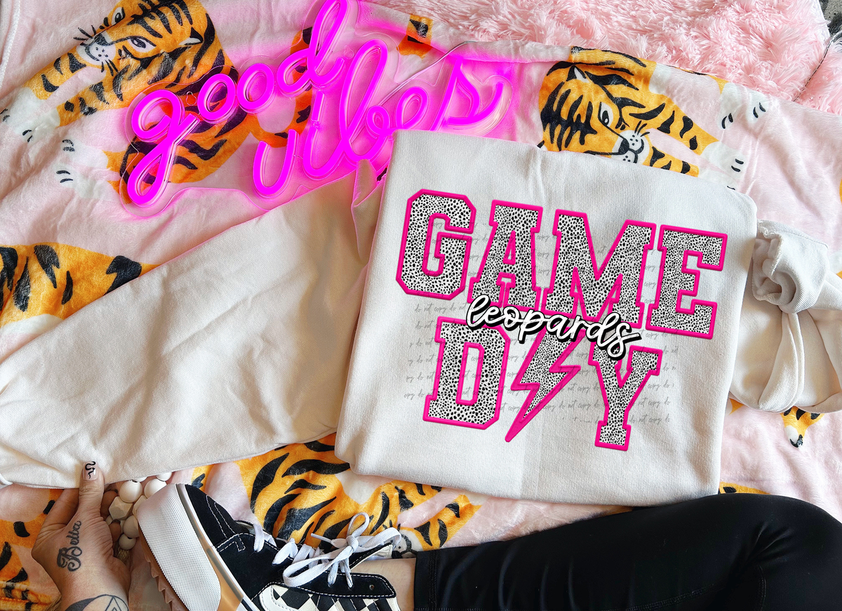 Leopards Faux Embroider Game Day 46717 DTF transfer