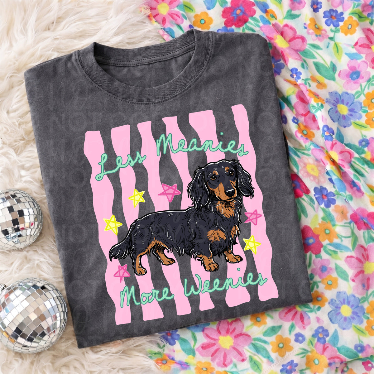 Less meanies more weenies black/tan long hair (UAC) DTF Transfer