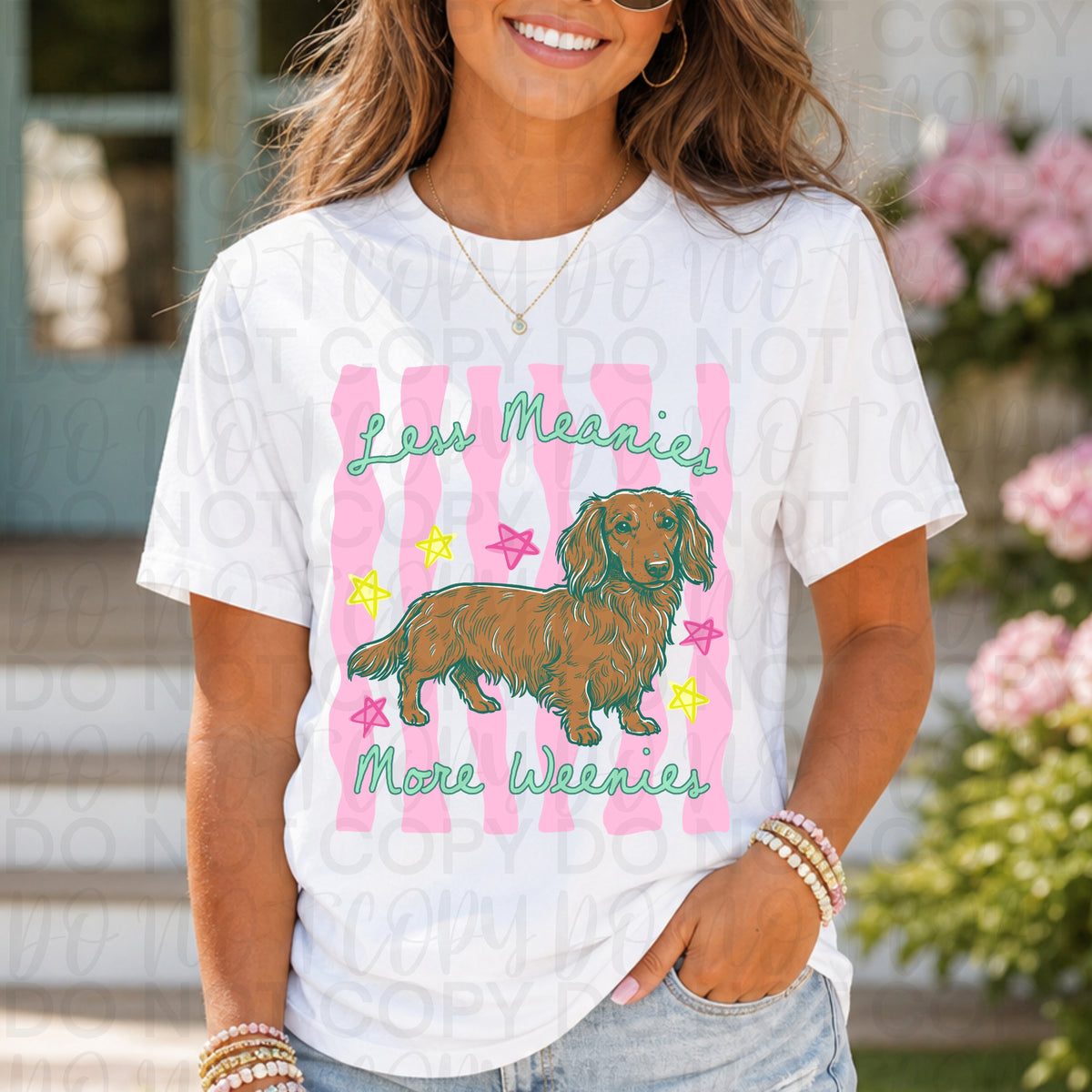 Less meanies more weenies tan long hair (UAC) DTF Transfer