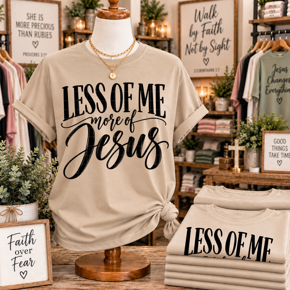 Less of me more of Jesus BLACK cursive (SDD) DTF Transfer