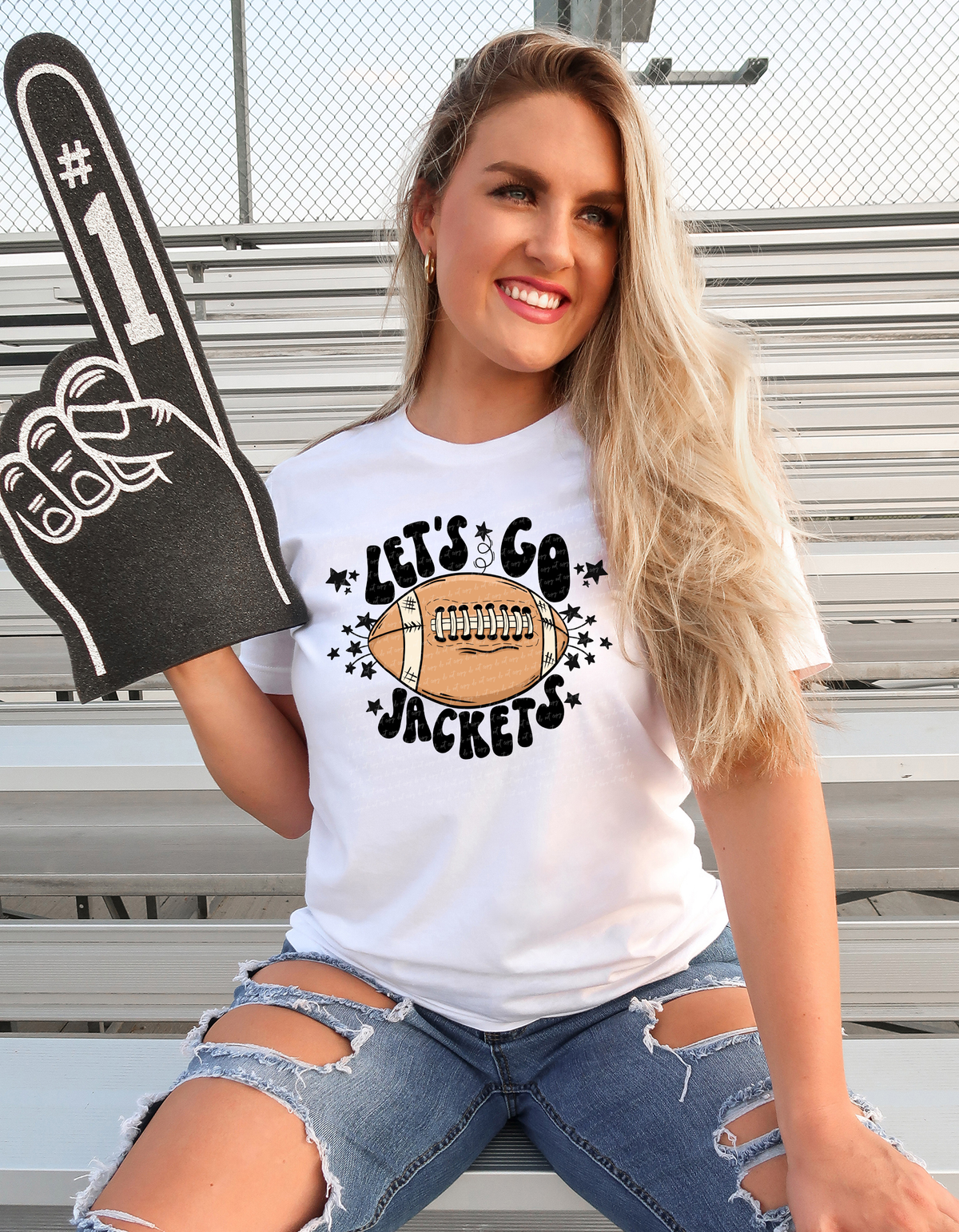 Let's Go Jackets Football With Stars Black Font 86898 DTF Transfer