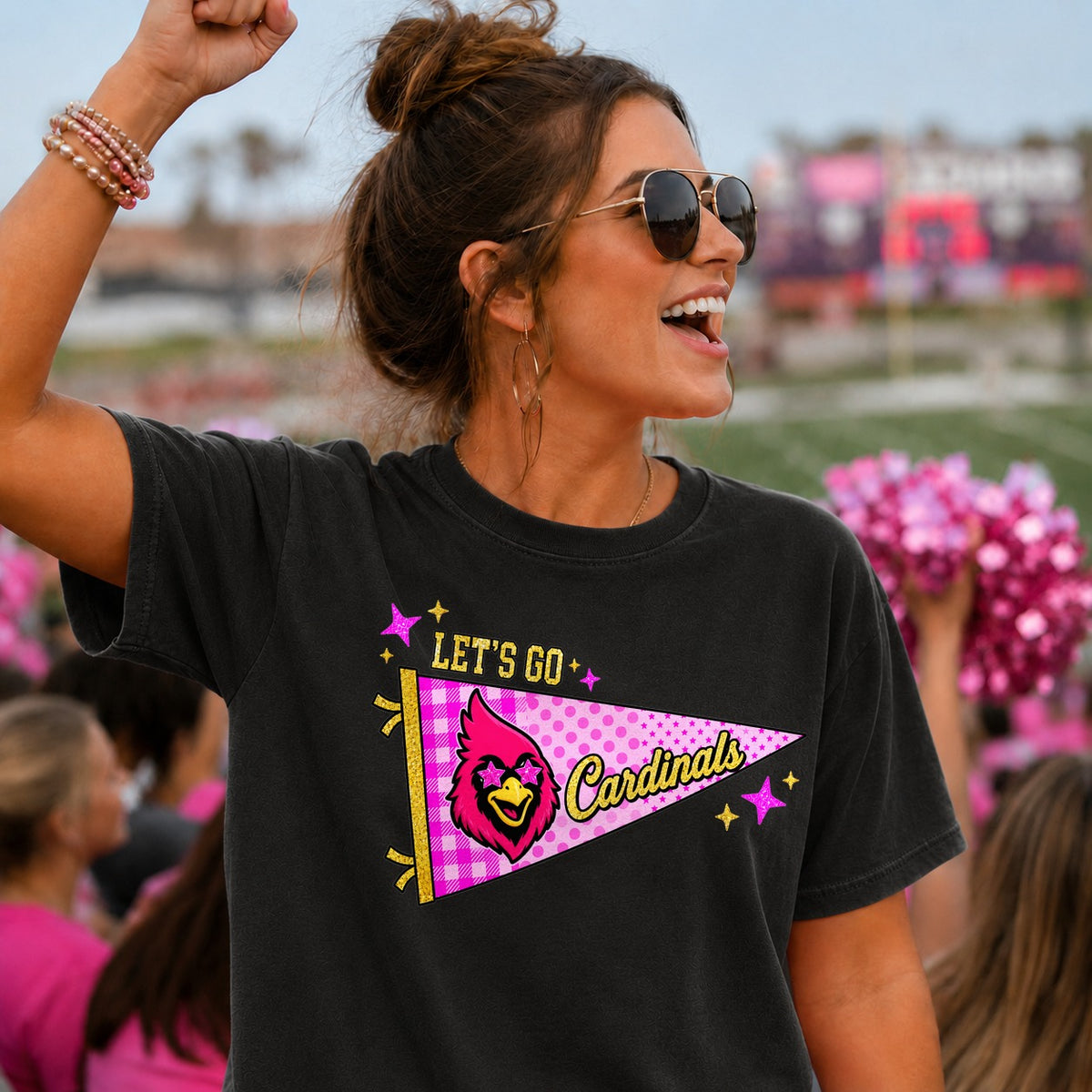 Let's go cardinals pink pendant flag (Parker) DTF Transfer