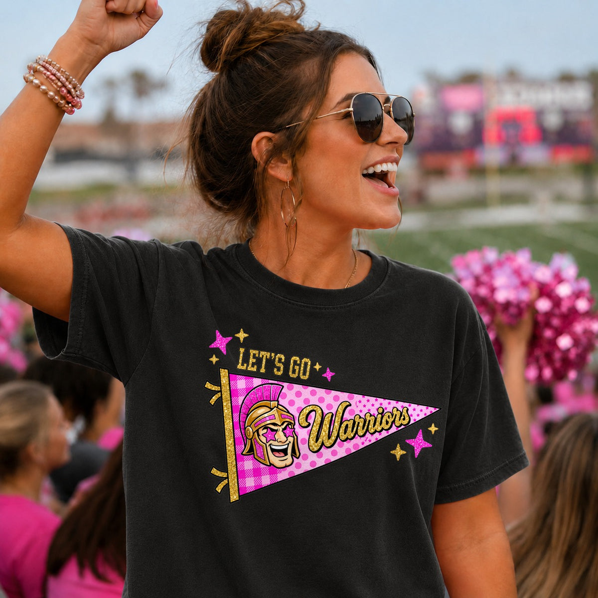 Let's go warriors pink pendant flag (Parker) DTF Transfer
