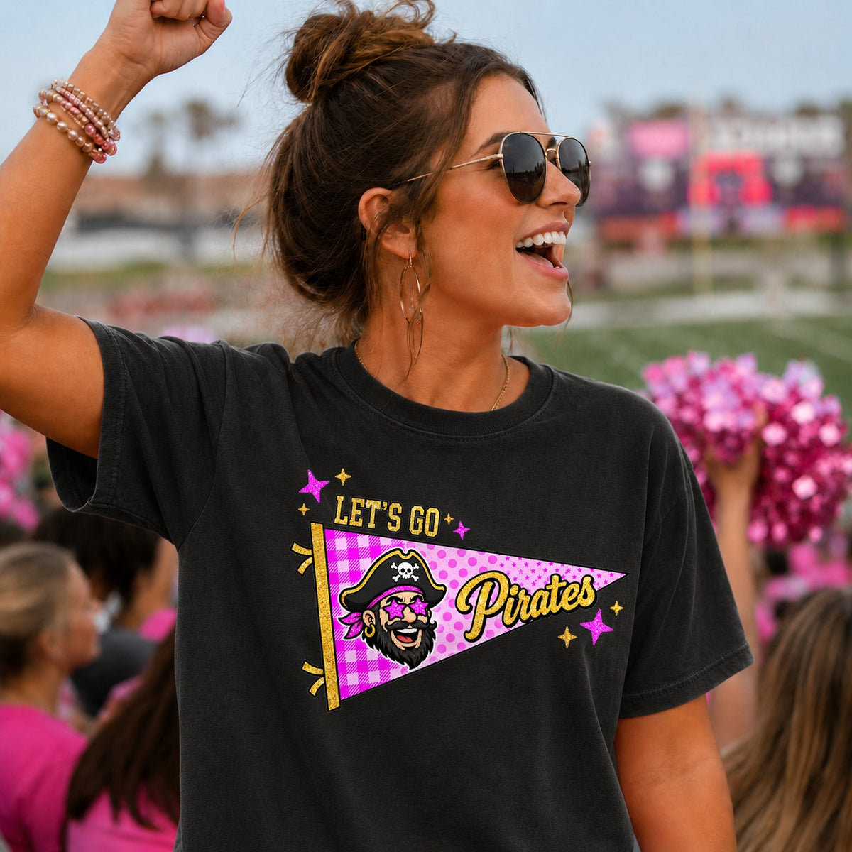 Let's go pirates pink pendant flag (Parker) DTF Transfer