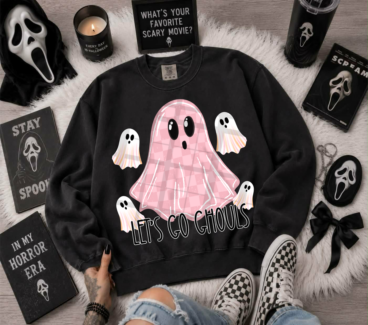 Let's go ghoul pink checker (Linda) DTF Transfer