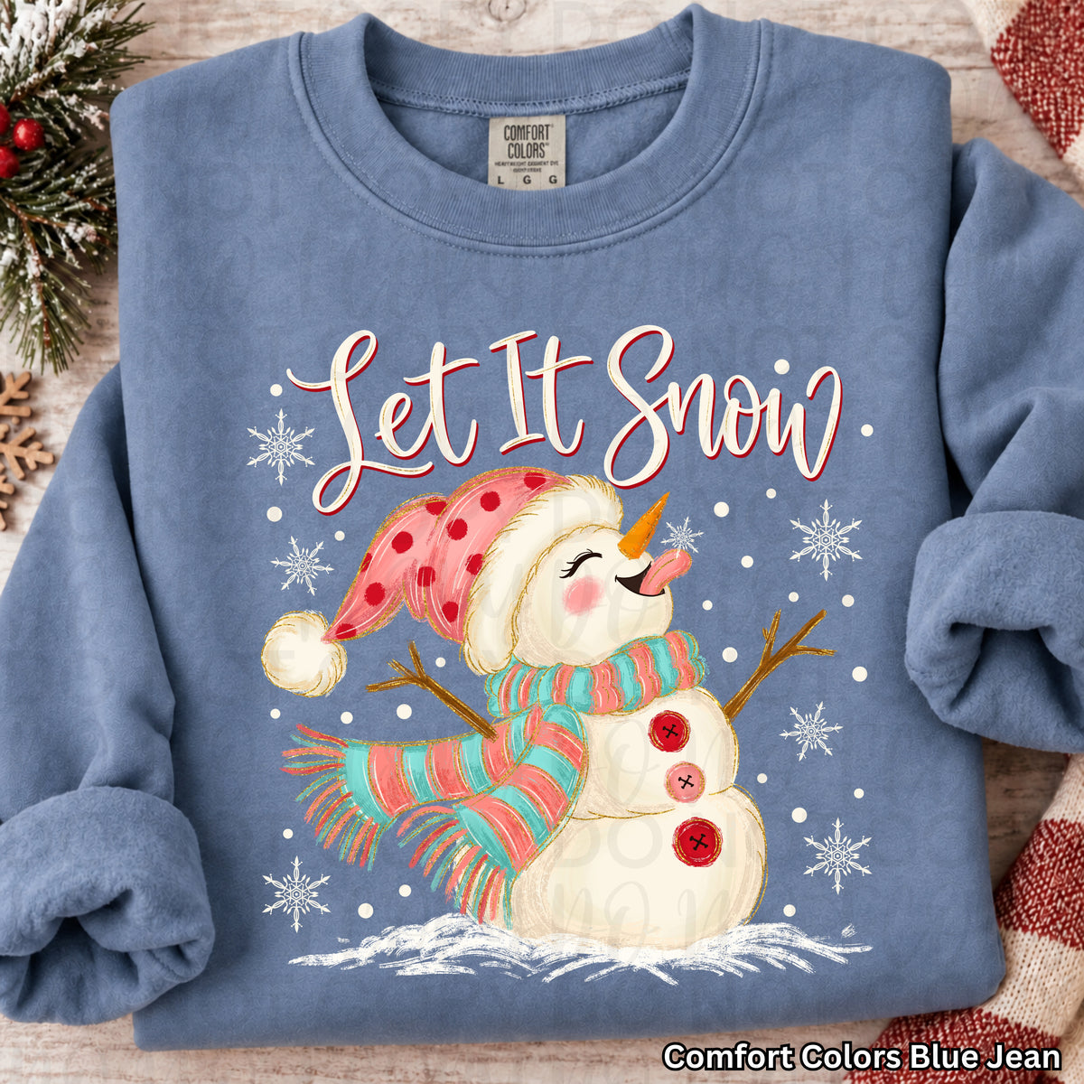 Let it snow snowman with snow flakes (UAC) DTF Transfer
