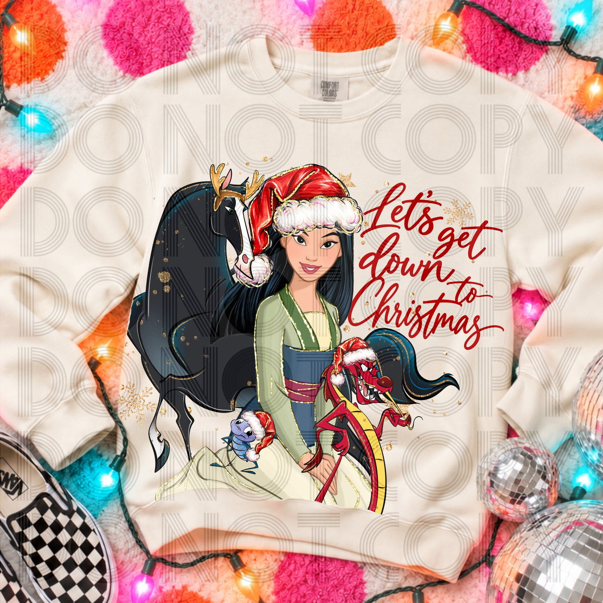 Let's get down to Christmas Gold Glitter Exclusive (Renewed) DTF Transfer