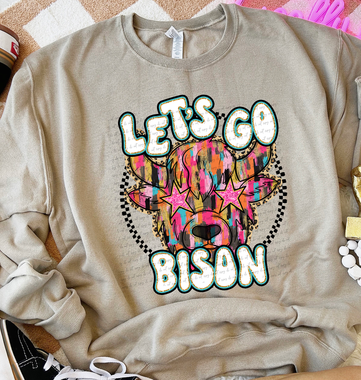 Let's Go Bison Brush Stroke 69367 DTF transfer