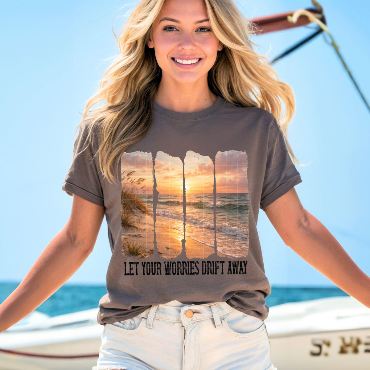 Let your worries drift away (Beach scene) (SDD) DTF Transfer