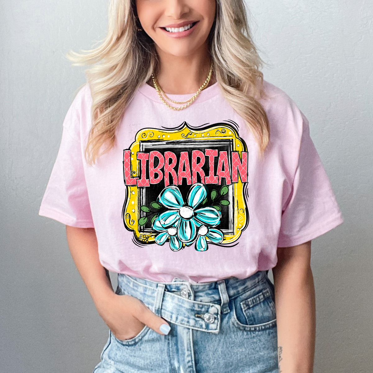 Librarian Frame Floral 114632 DTF transfer