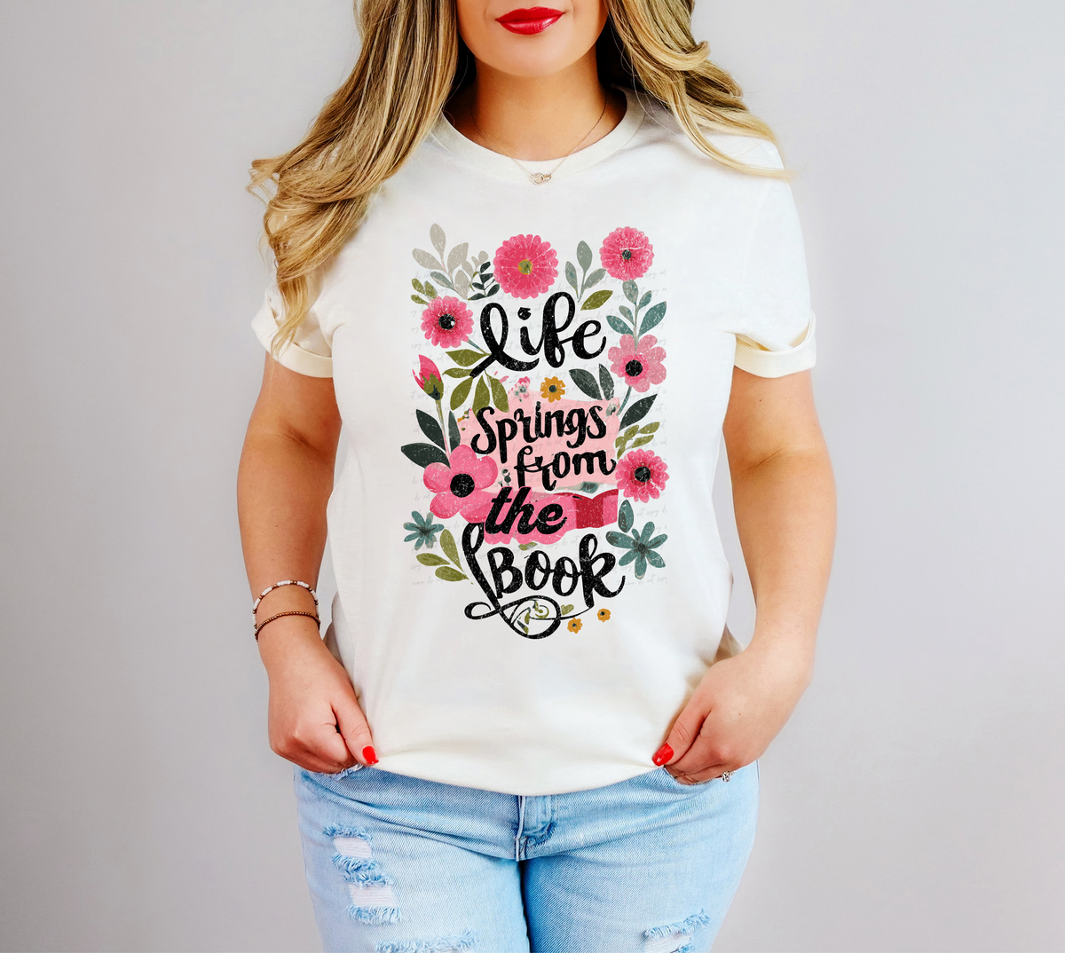 Life Springs From The Book Pink Floral 81229 DTF Transfer