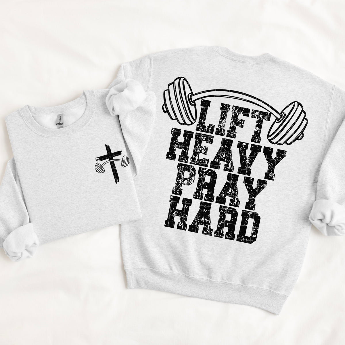 Lift heavy pray hard (BACK ONLY) distressed BLACK (SDD) DTF Transfer
