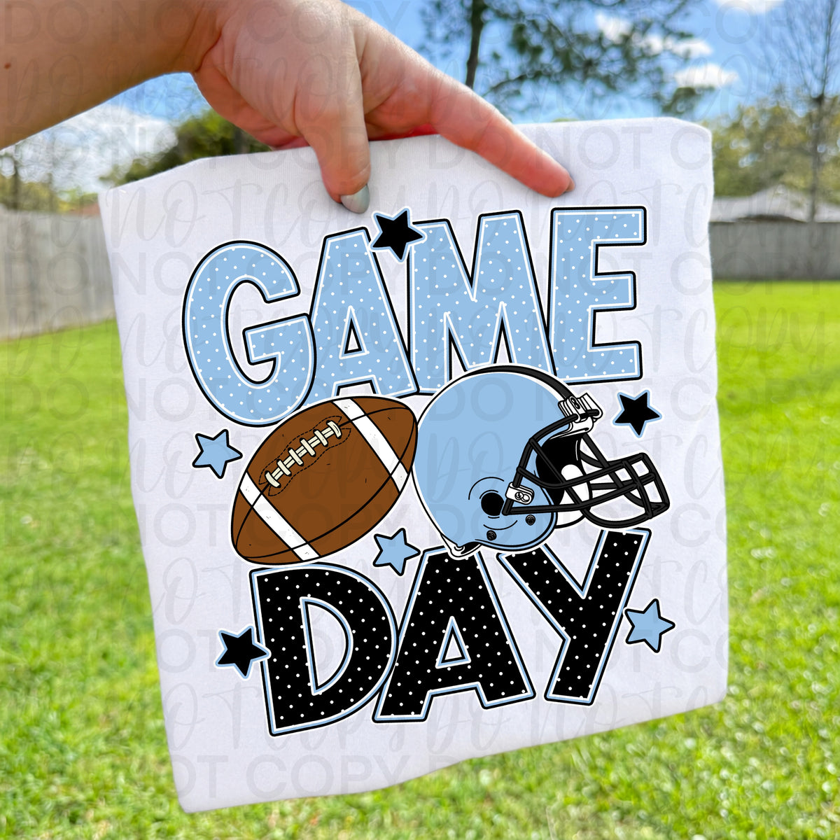 LIGHT BLUE & BLACK game day football (UAC) DTF Transfer