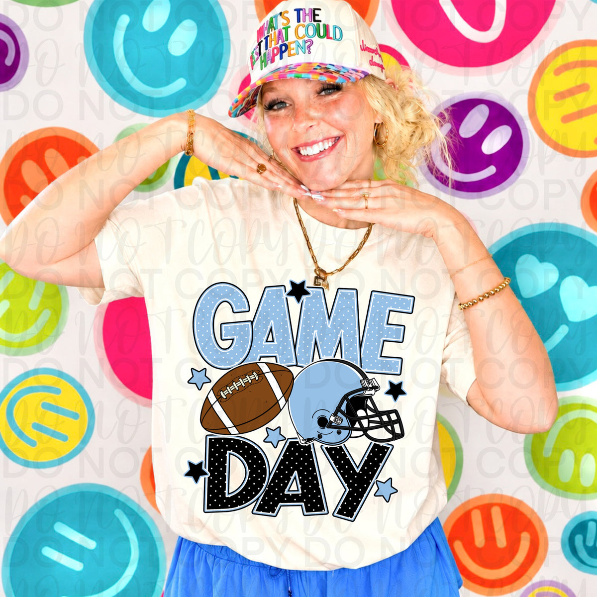 Game day light blue black (UAC) DTF Transfer