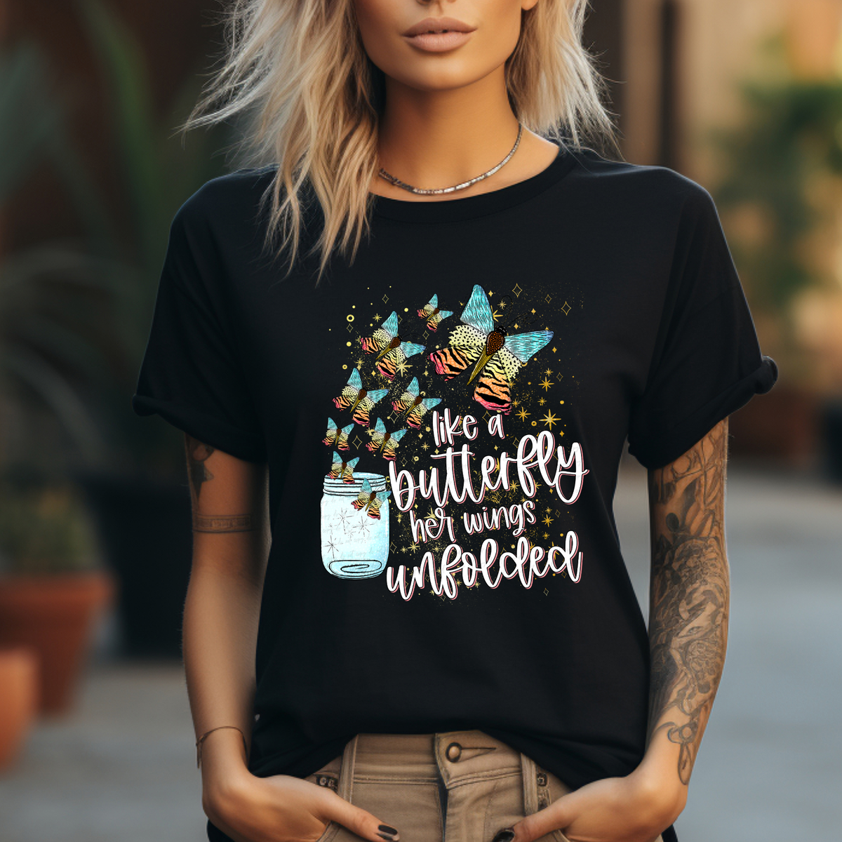 Like A Butterfly Her Wings Unfolded Jar WHITE 116564 DTF Transfer