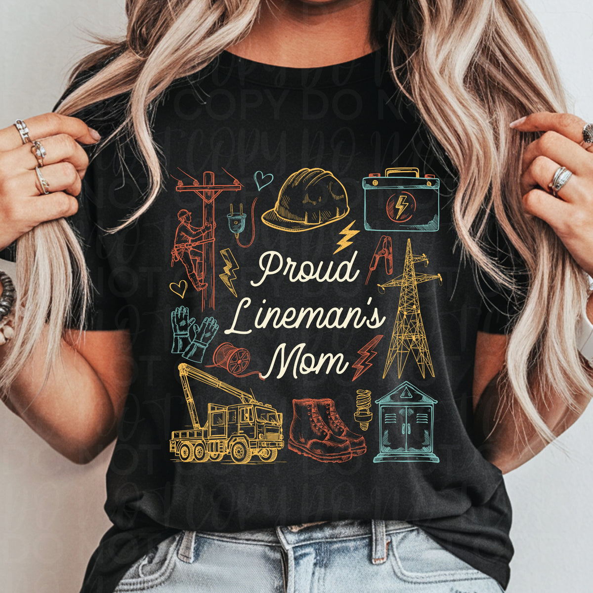 Proud lineman's mom collage (UAC) DTF Transfer