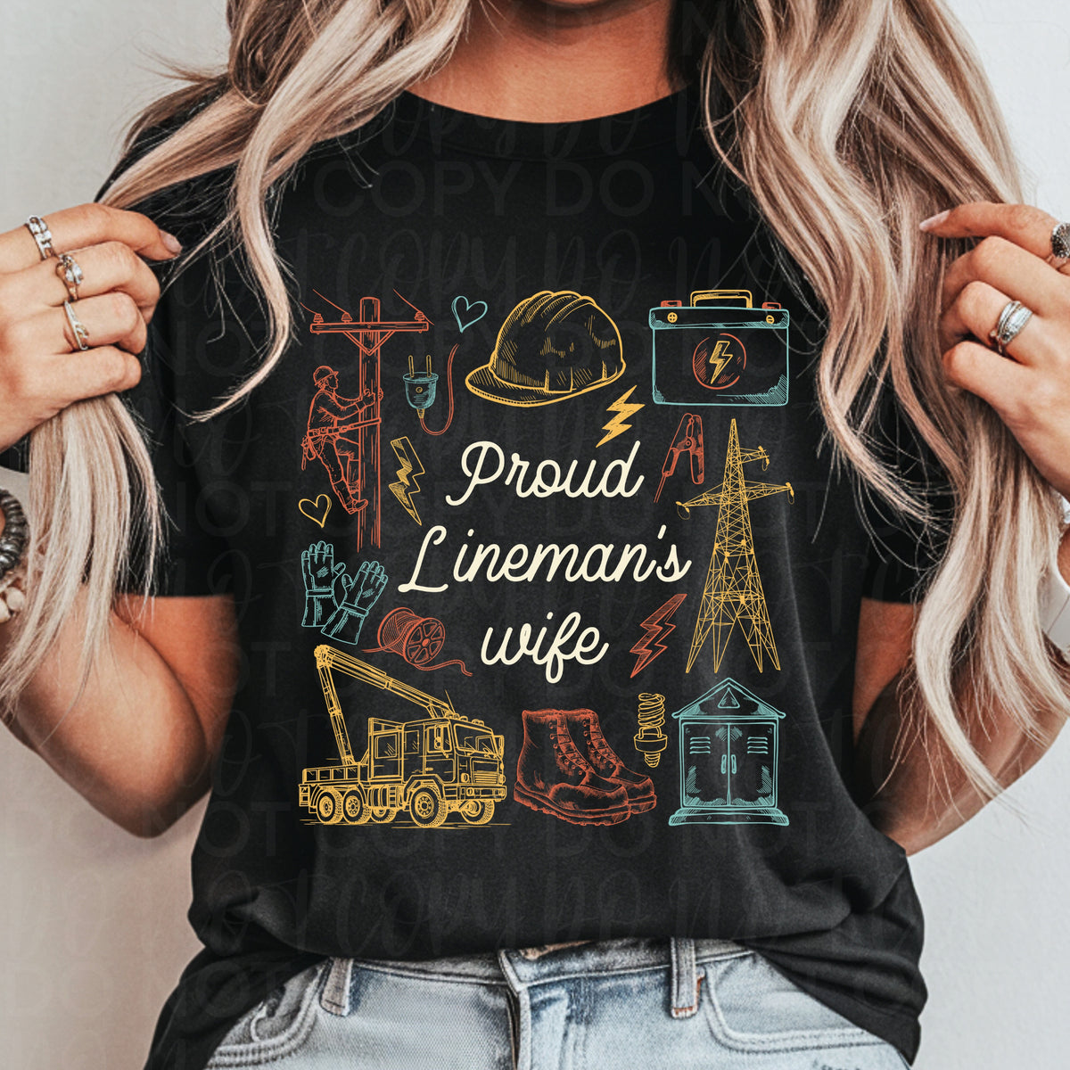 Proud lineman's wife collage (UAC) DTF Transfer