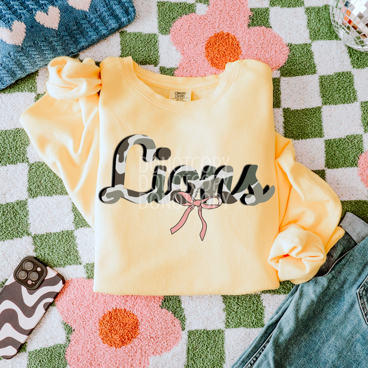 lions camo with pink bow (CSG) DTF Transfer