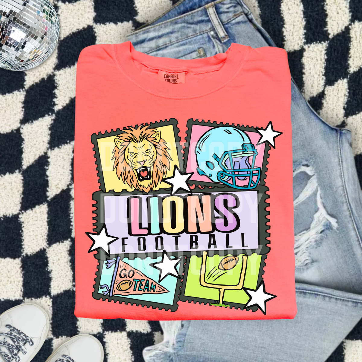 Lions football pastel frames (CSG) DTF Transfer