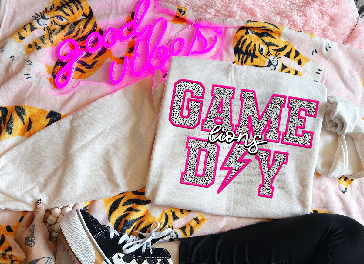 Lions Faux Embroider Game Day 46720 DTF transfer