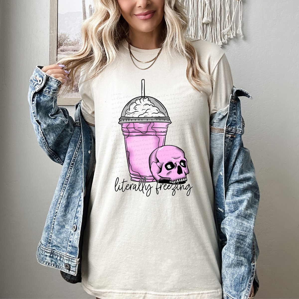 Literally Freezing Purple Coffee Cup Skull 115722 DTF Transfer