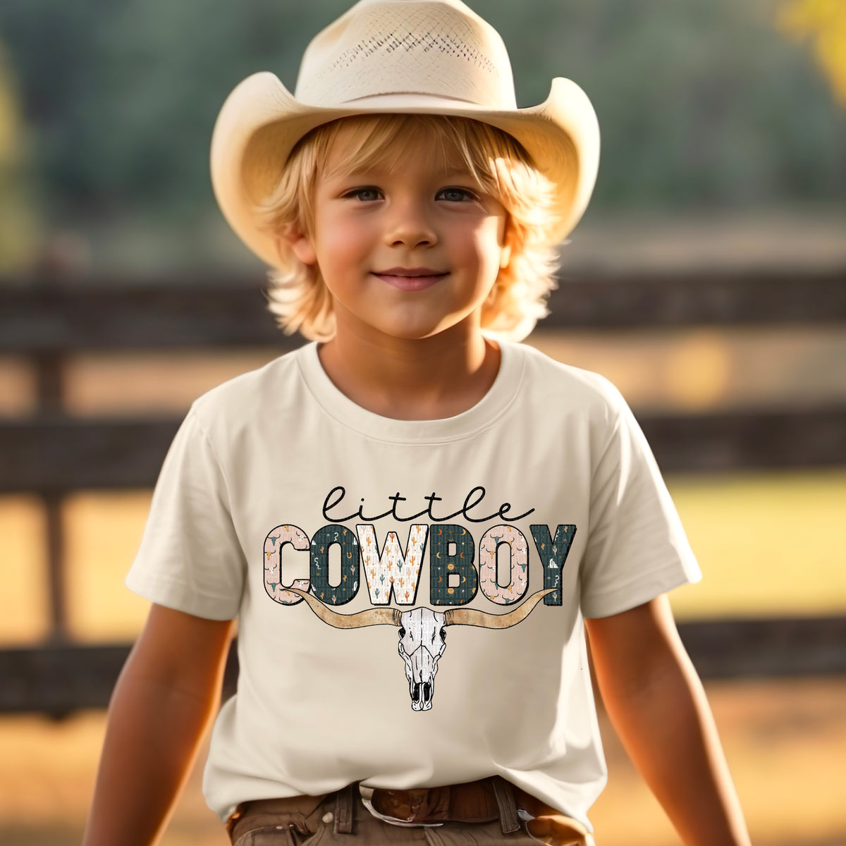 Little Cowboy Bull Skull SDD DTF transfer