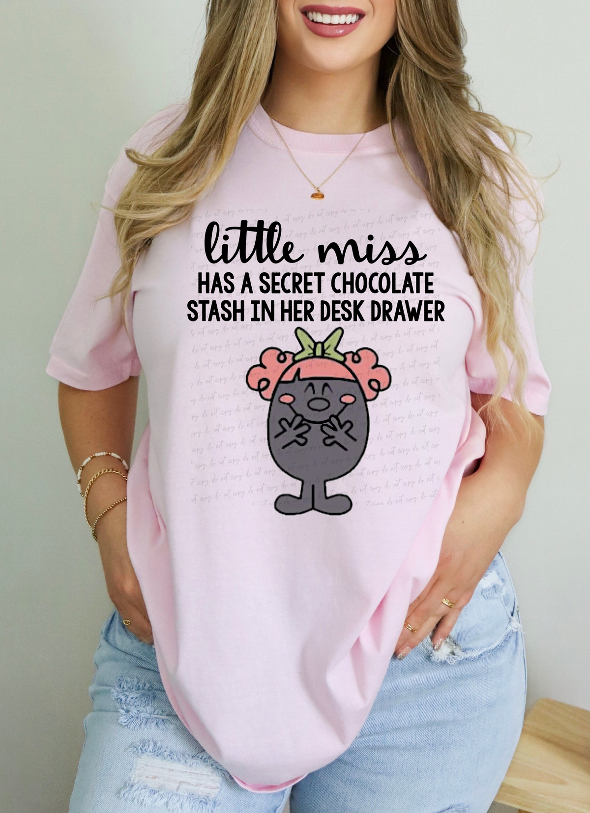Little Miss Has A Secret Chocolate Stash In Her Desk Drawer 115267 DTF Transfer