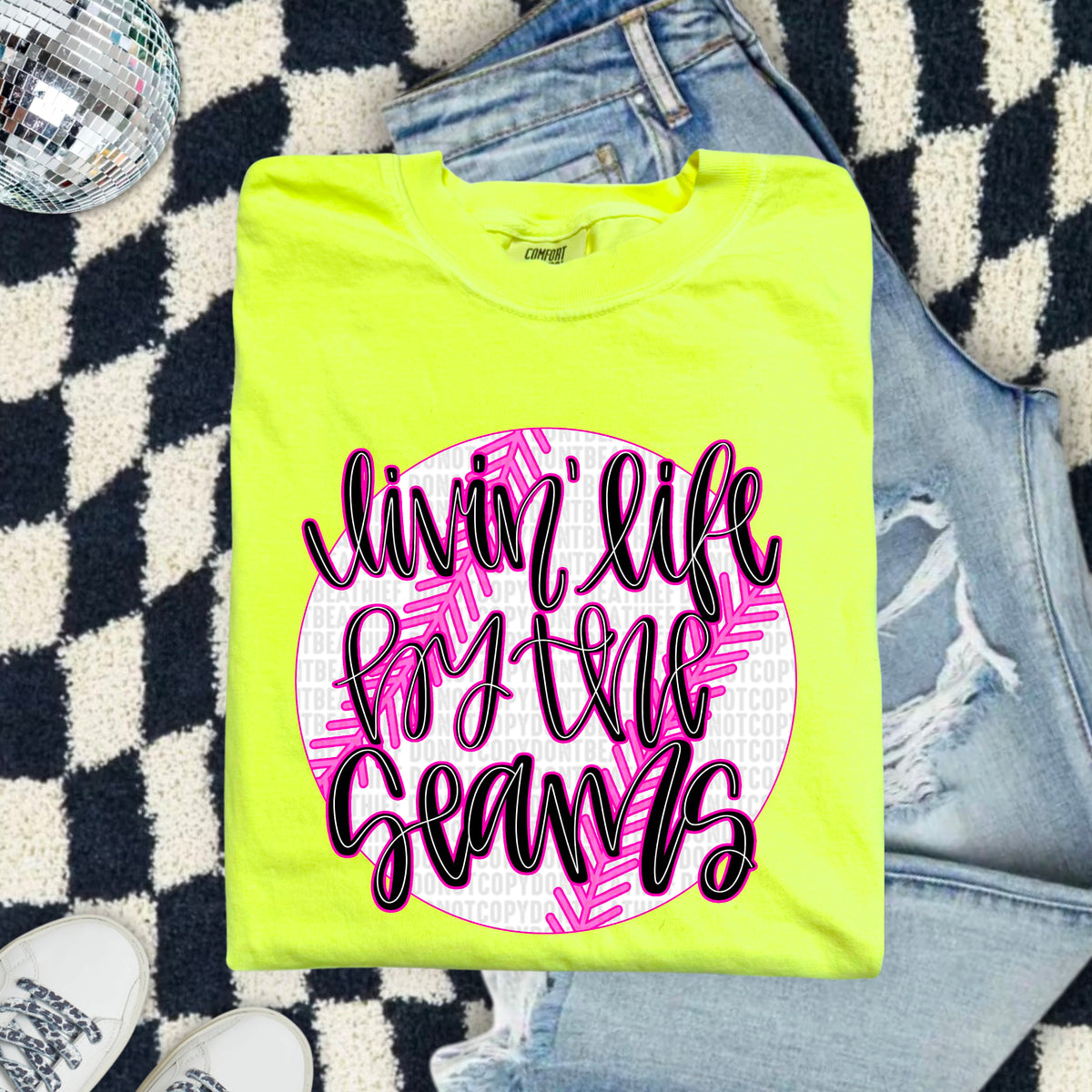 Livin' life by the seams baseball 103862 DTF transfer