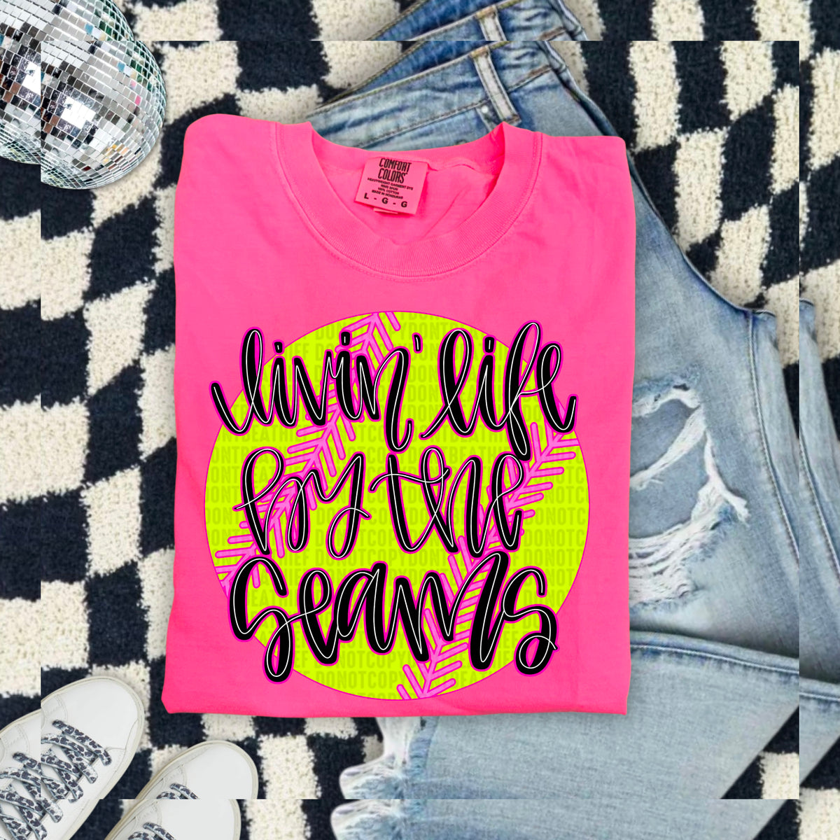 Livin' life by the seams softball 103864 DTF transfer