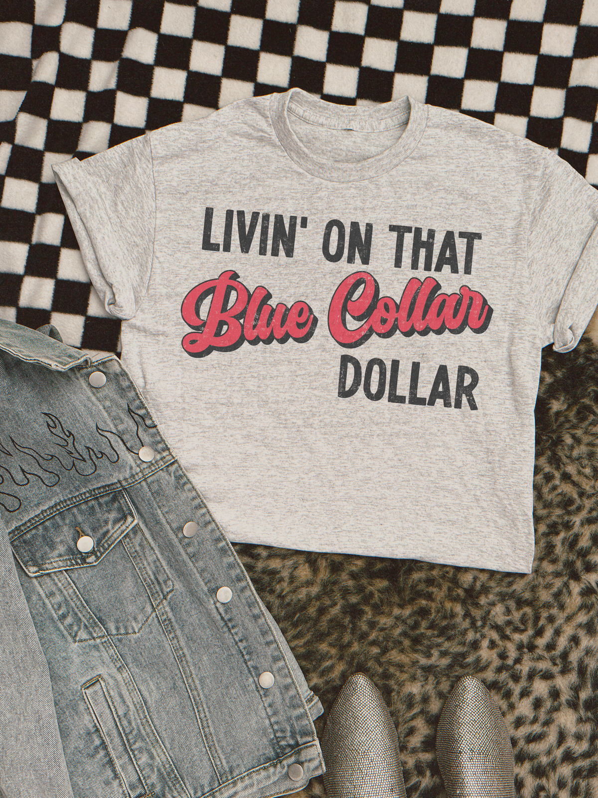 Livin On That Blue Collar Dollar 110136 DTF transfer