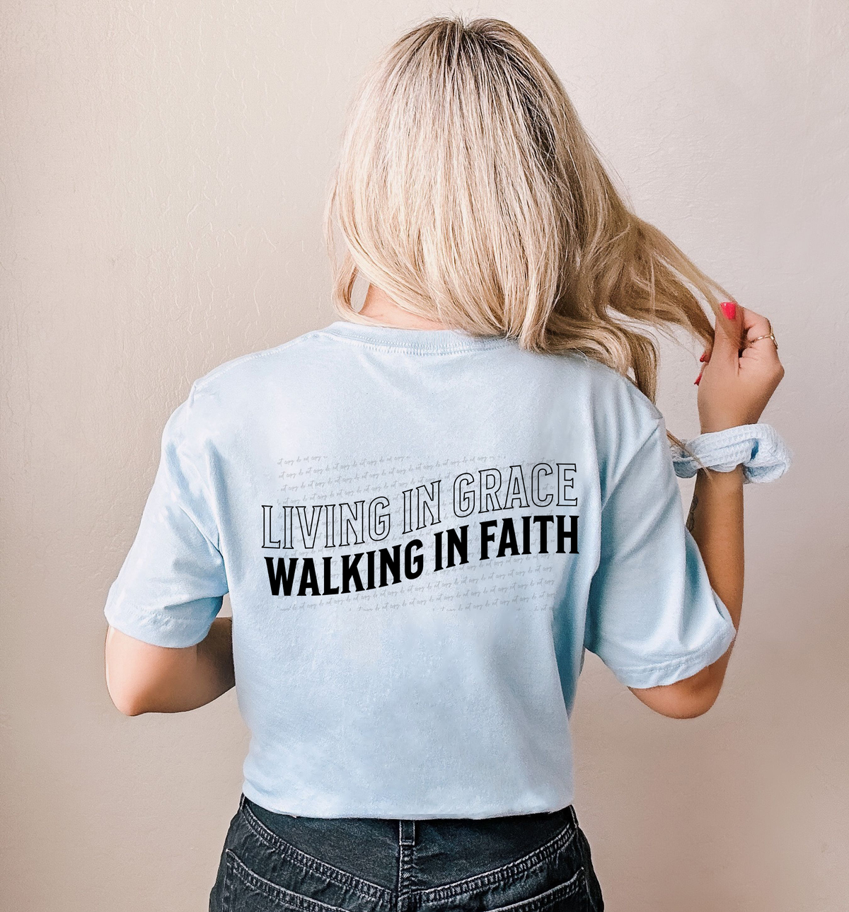 Living In Grace Walking In Faith Black 76951 DTF Transfer