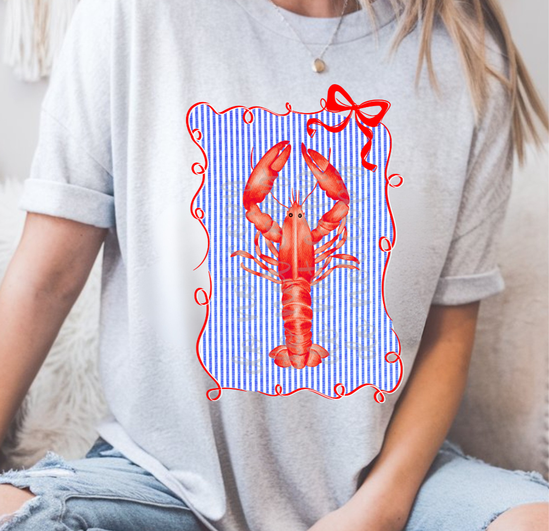 Lobster Blue stripes background (Parker) 102448 DTF transfer