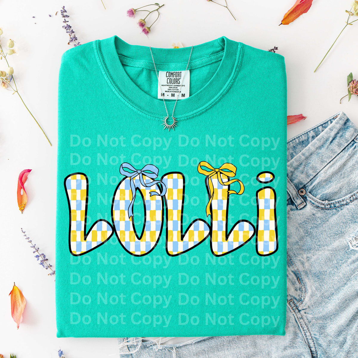 Lolli blue and yellow checkered (Irene) DTF Transfer