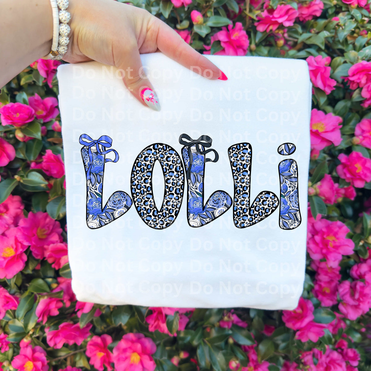Lolli (blue floral and leopard) (Irene) DTF Transfer