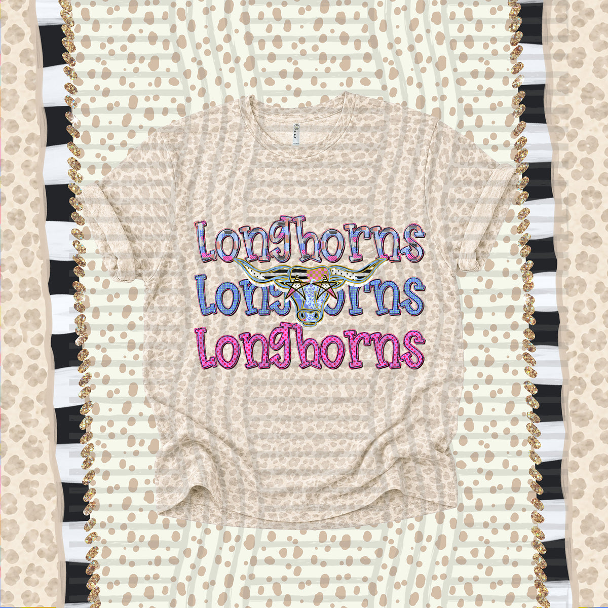 Longhorns-Dolly Doodle Print (Caplinger) DTF Transfer
