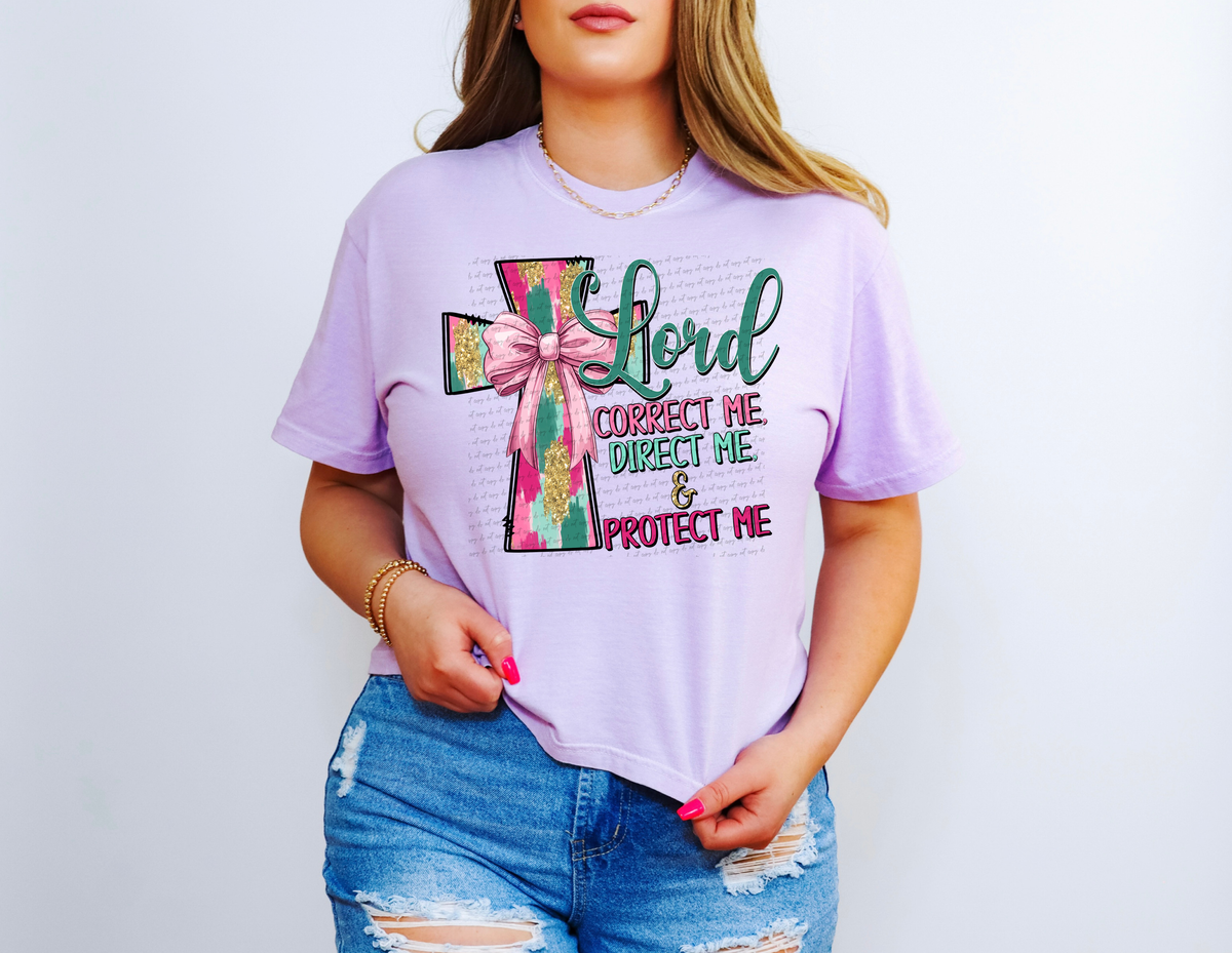 Lord Correct Me Direct Me And Protect Me Brushstroke Cross 76458 DTF Transfer