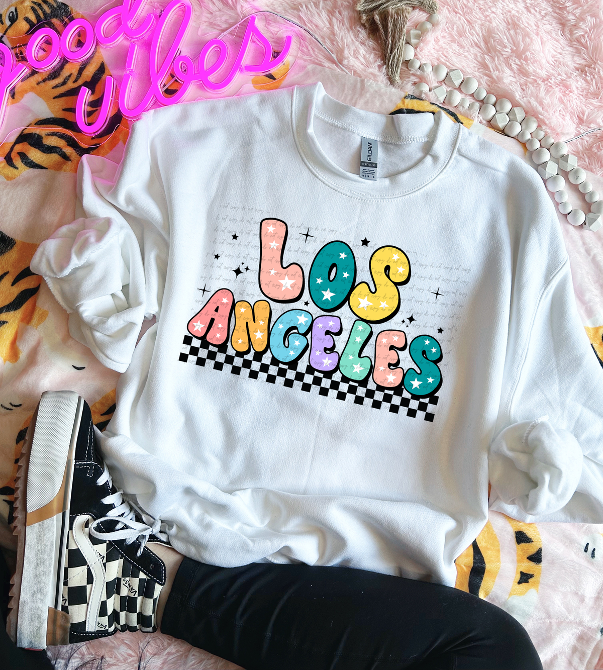 Los Angeles State Colorful Groovy Font 89124 DTF Transfer