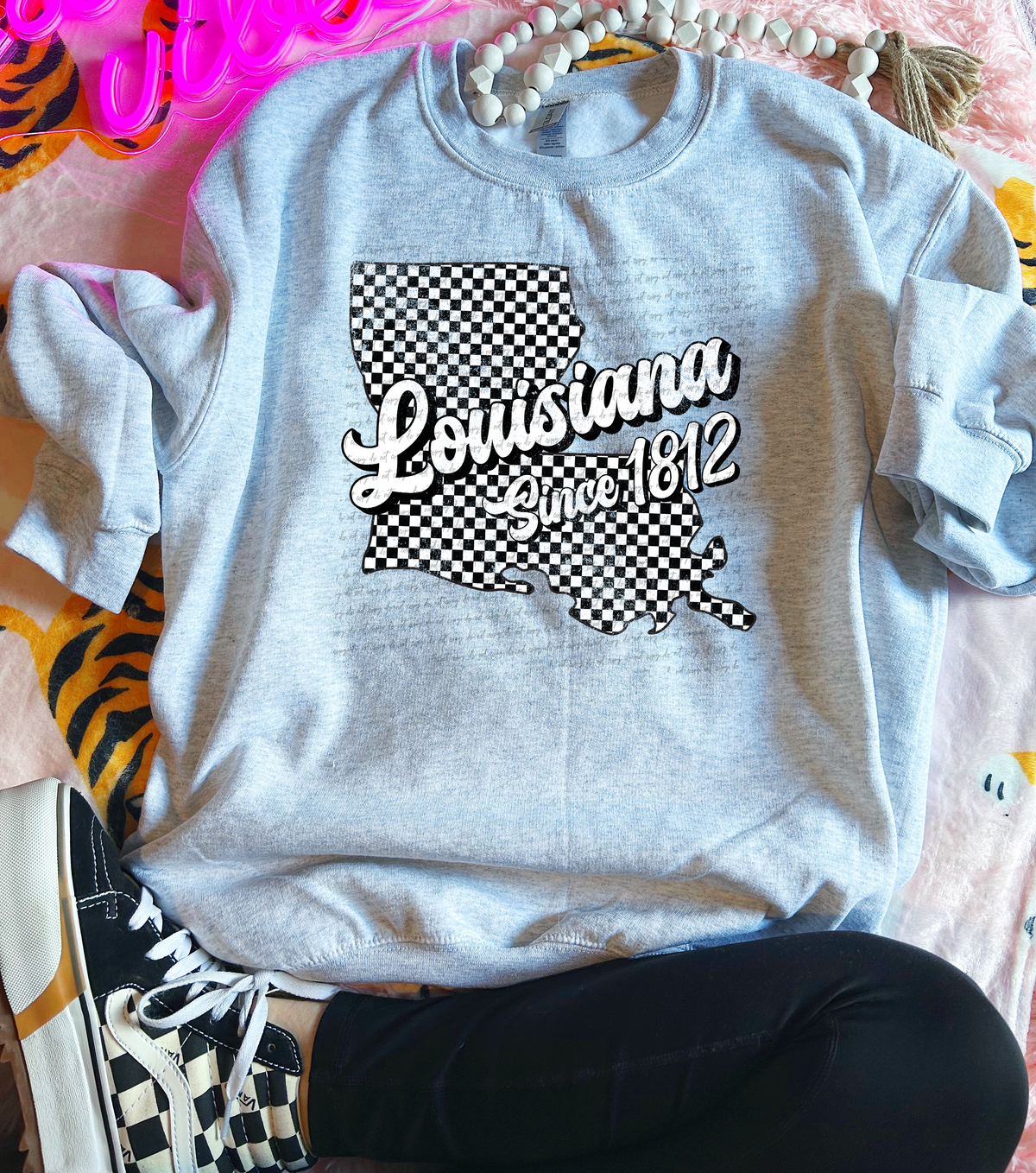 Louisiana Since 1812 Checkered Grunge 66733 DTF transfer