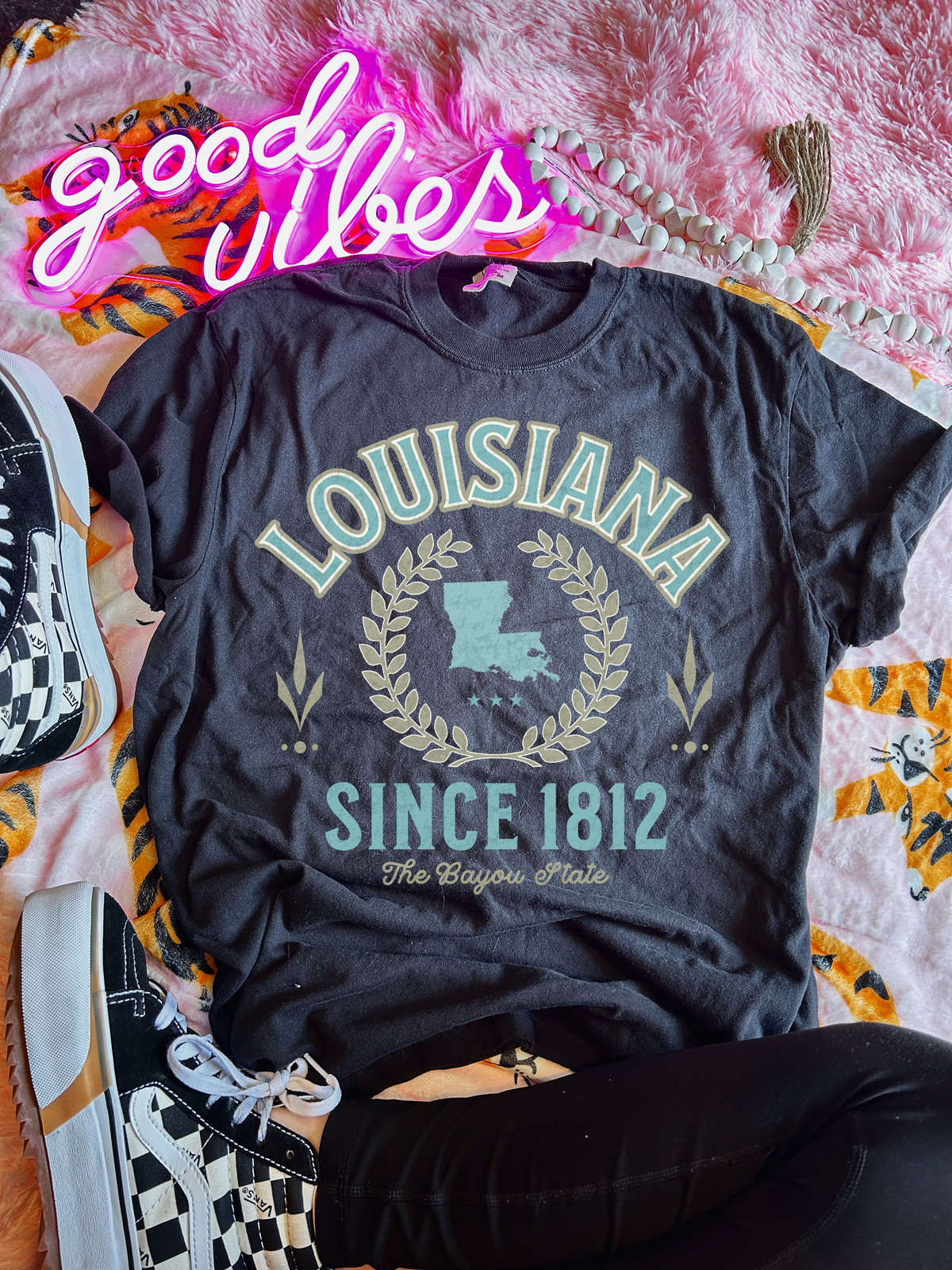 Louisiana Since 1812 The Bayou State Blue Font 111510 DTF transfer