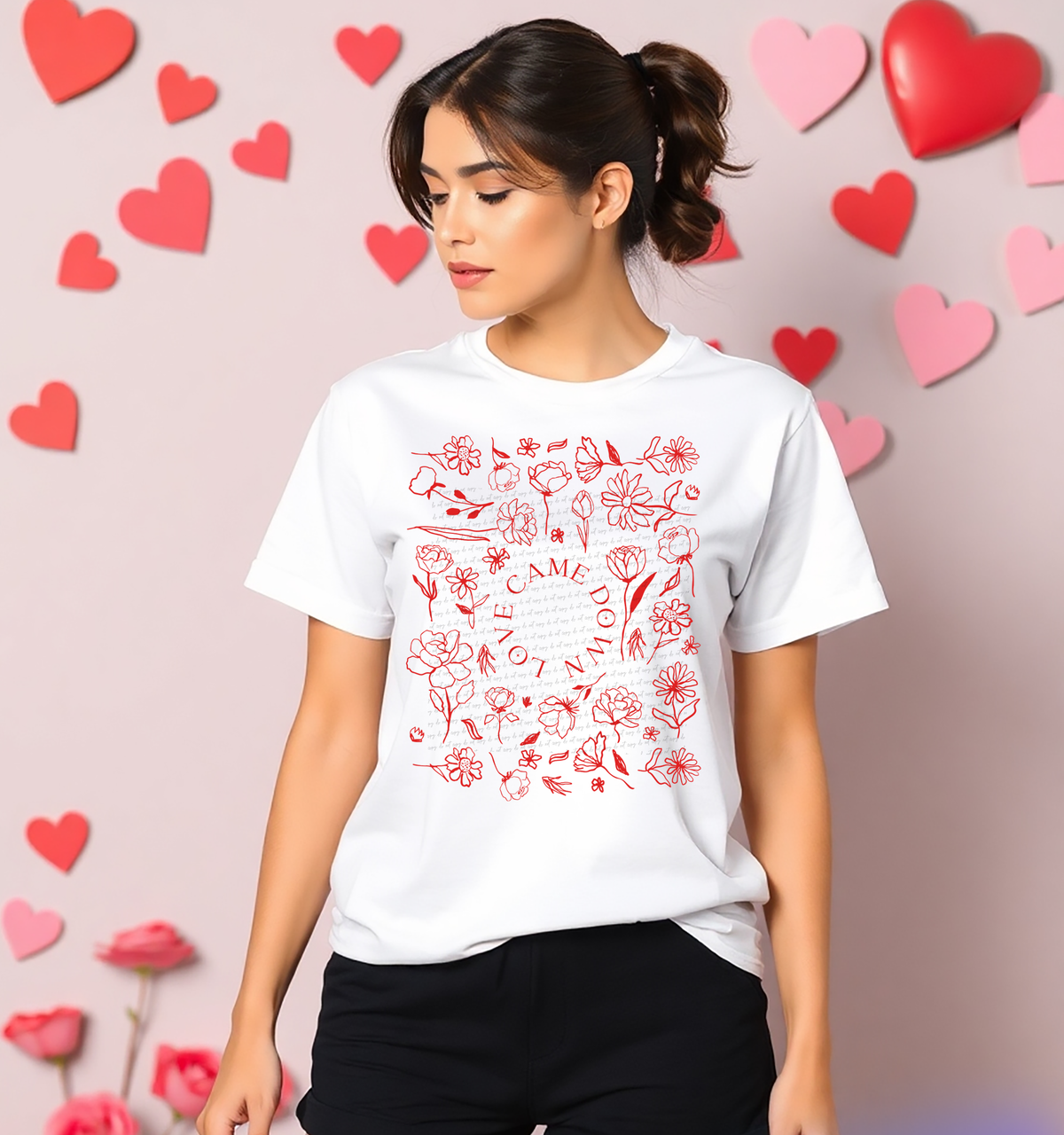 Love Came Down Round Floral Red 76796 DTF Transfer
