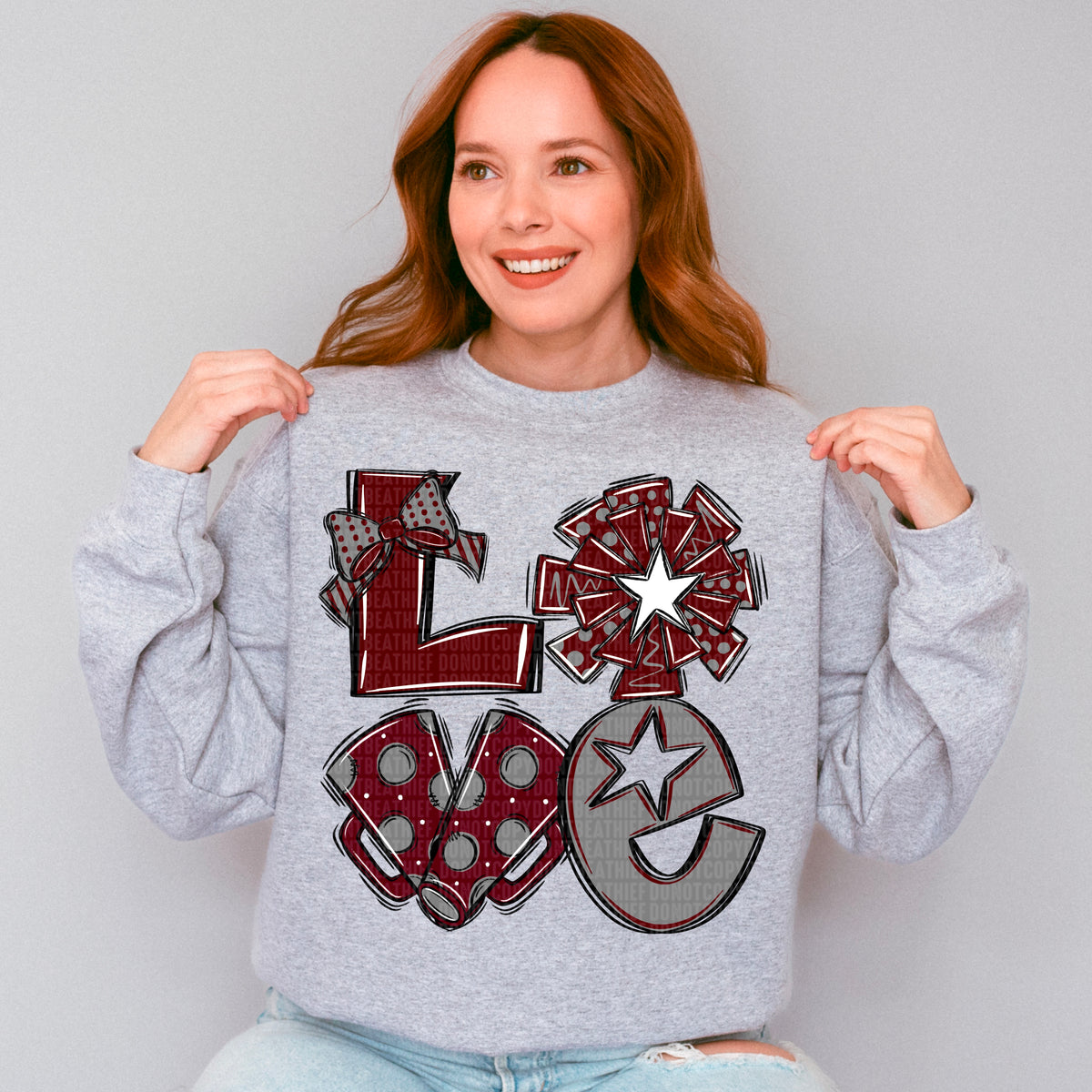 Love cheer maroon grey white (SDD) 106736 DTF transfer