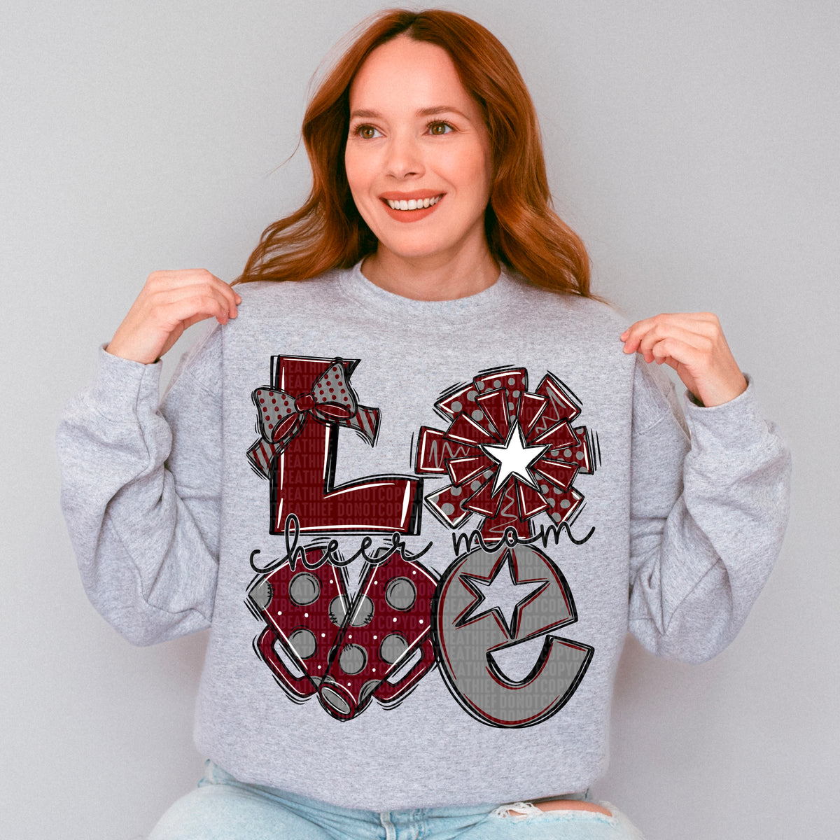 Love cheer mom maroon, white and grey (SDD) 106715 DTF transfer