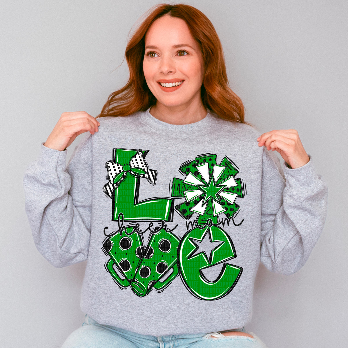 Love cheer mom black and green (SDD) 106708 DTF transfer