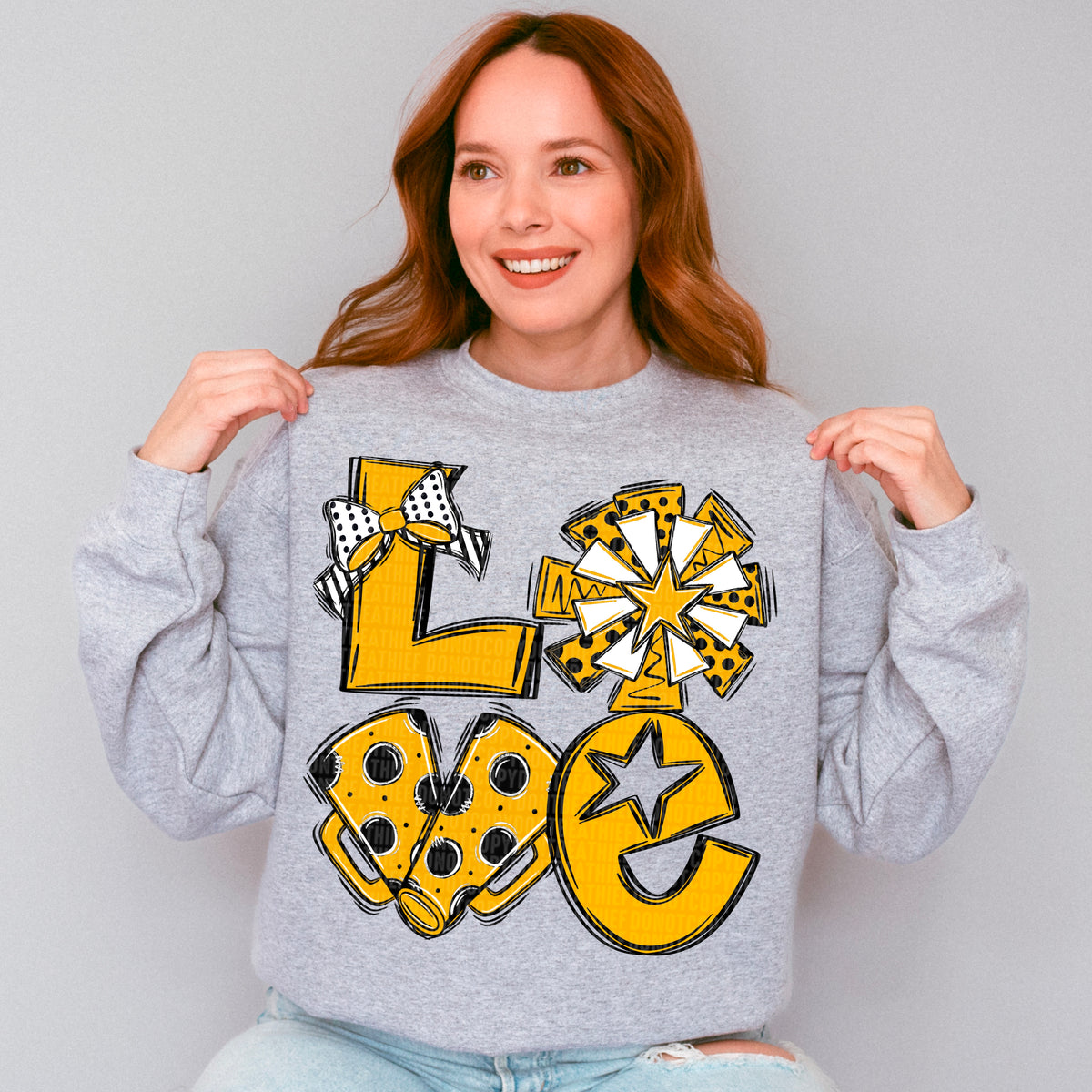 Love cheer black yellow gold (SDD) 106733 DTF transfer