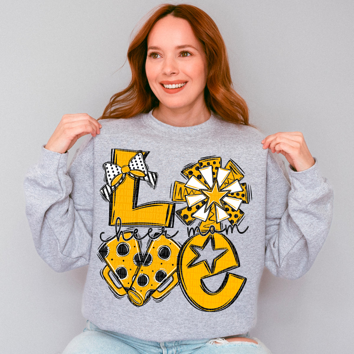Love cheer mom black and yellow (SDD) 106711 DTF transfer