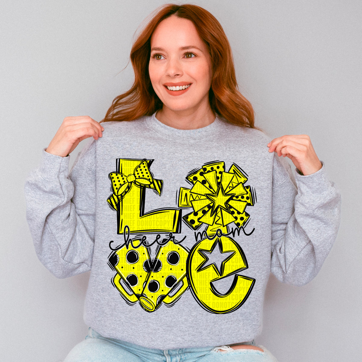 Love cheer mom black and yellow 2 (SDD) 106712 DTF transfer