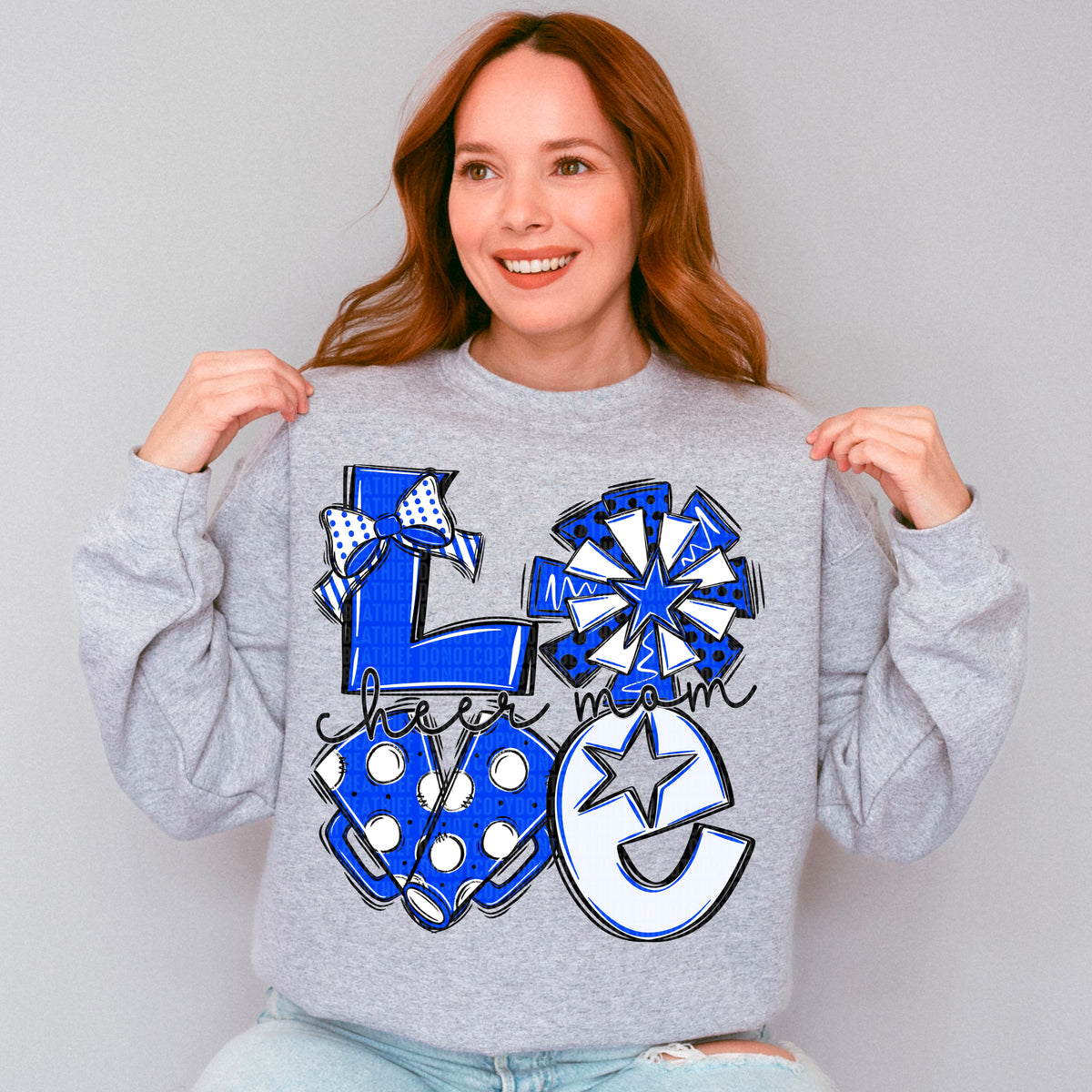Love cheer mom blue black white (SDD) 106725 DTF transfer