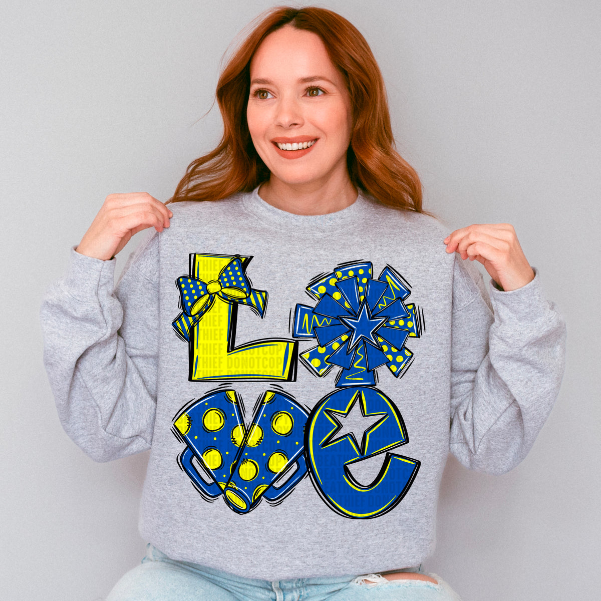 Love cheer blue yellow (SDD) 106734 DTF transfer