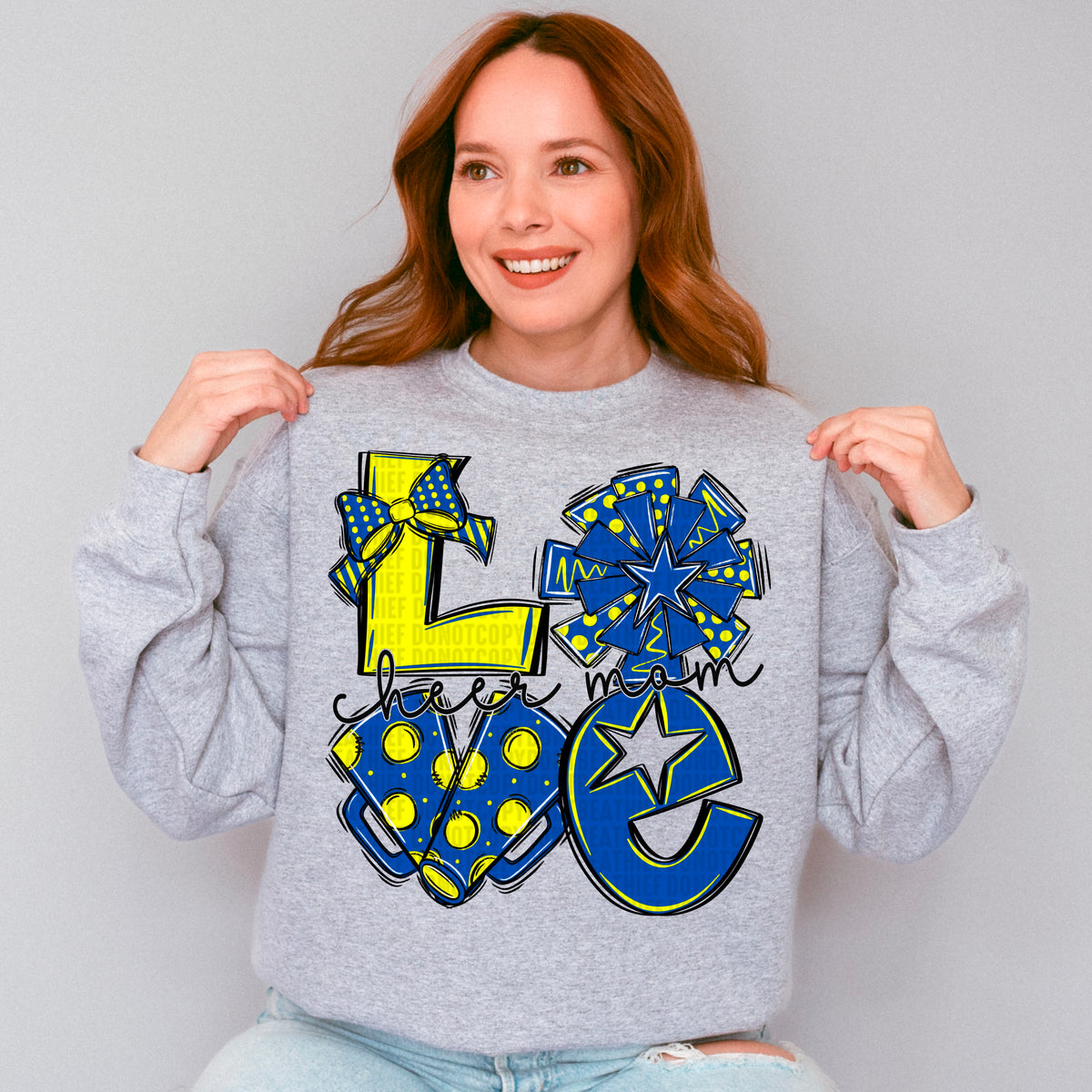 Love cheer mom blue and yellow (SDD) 106713 DTF transfer